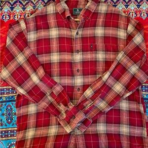 G.H. Bass & Co. Men's Red and Tan Plaid Shirt